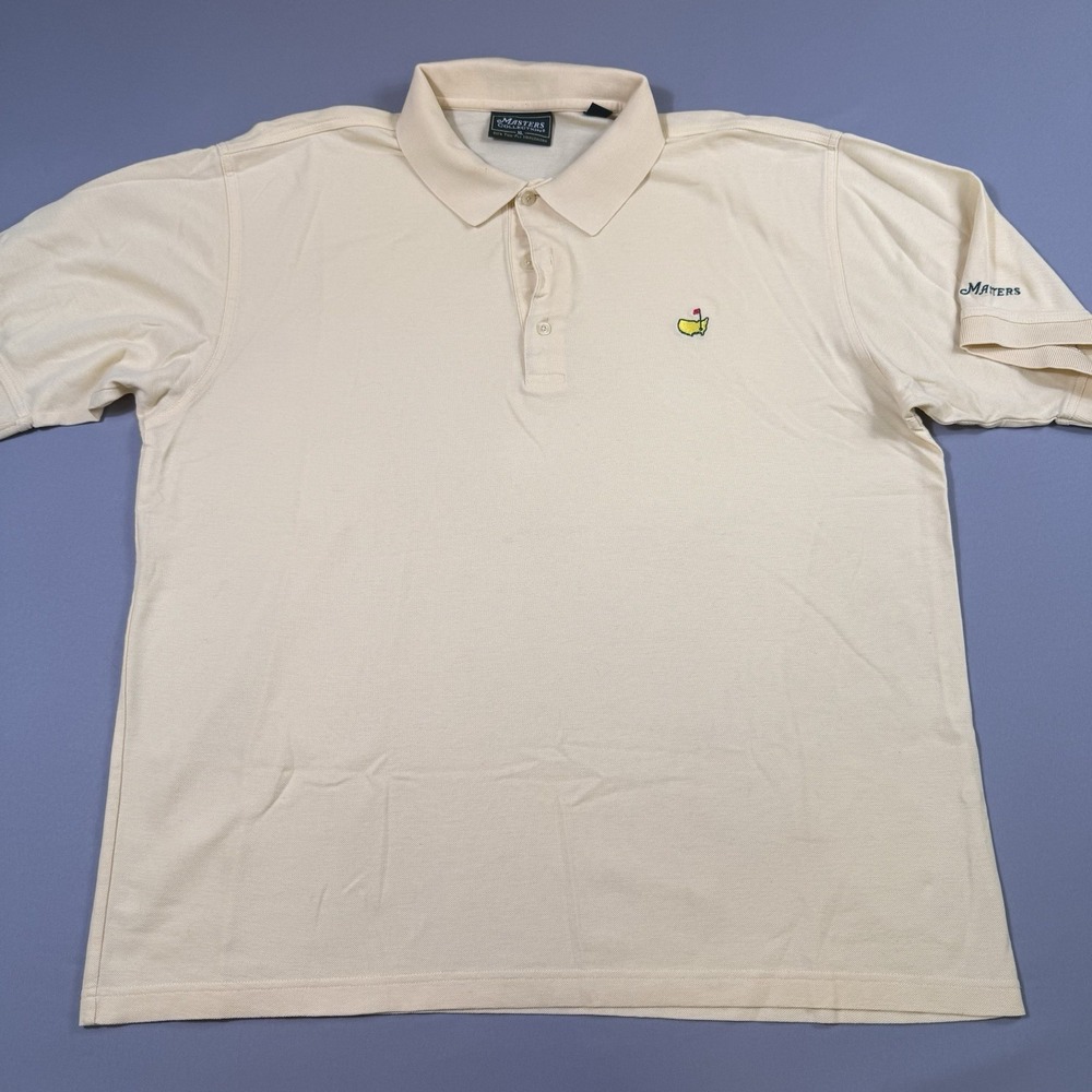 Vintage Masters Collection Polo Shirt Mens XL Beige Golf 60s‎ 2 Ply Cotton Knit